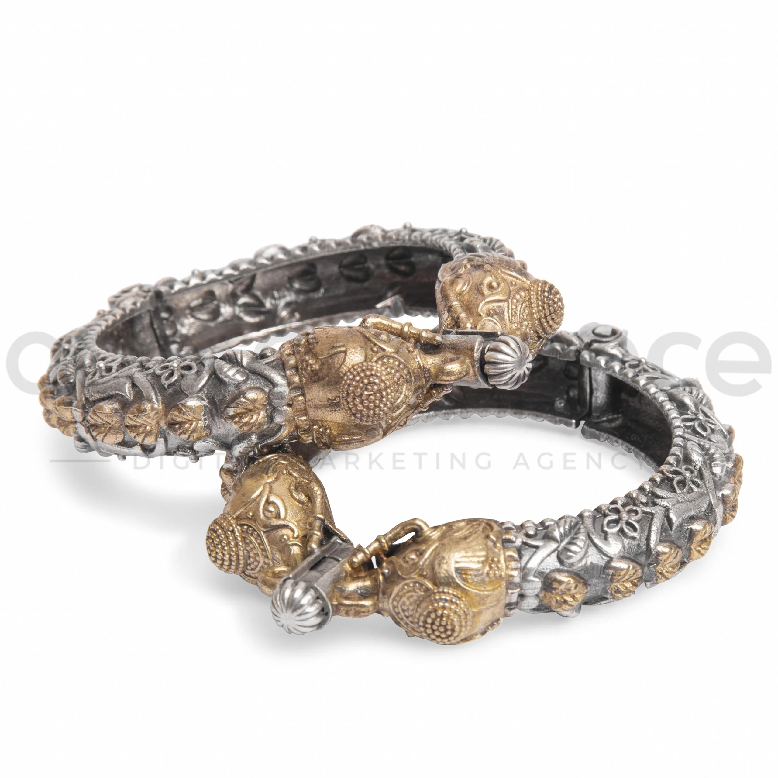 intricate band design and sparkling gems