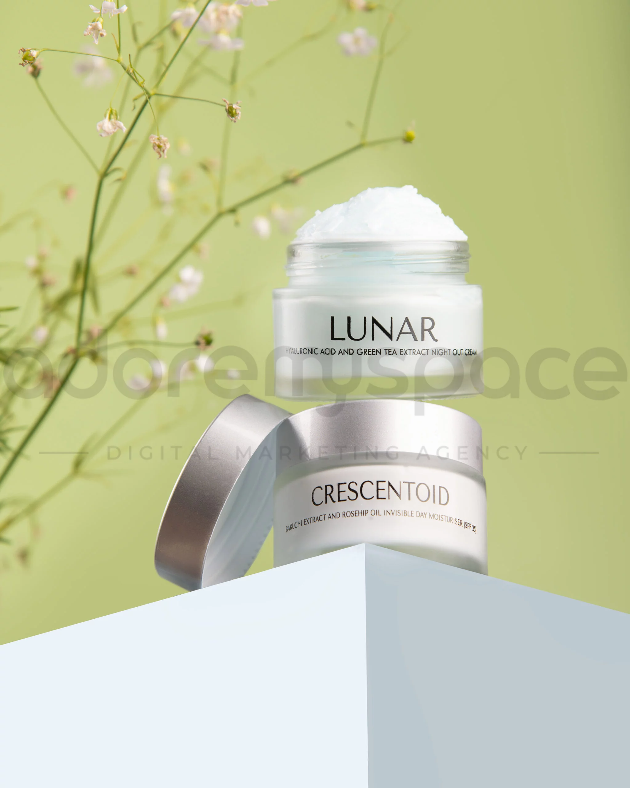 Luxurious skin care cream in a sleek container