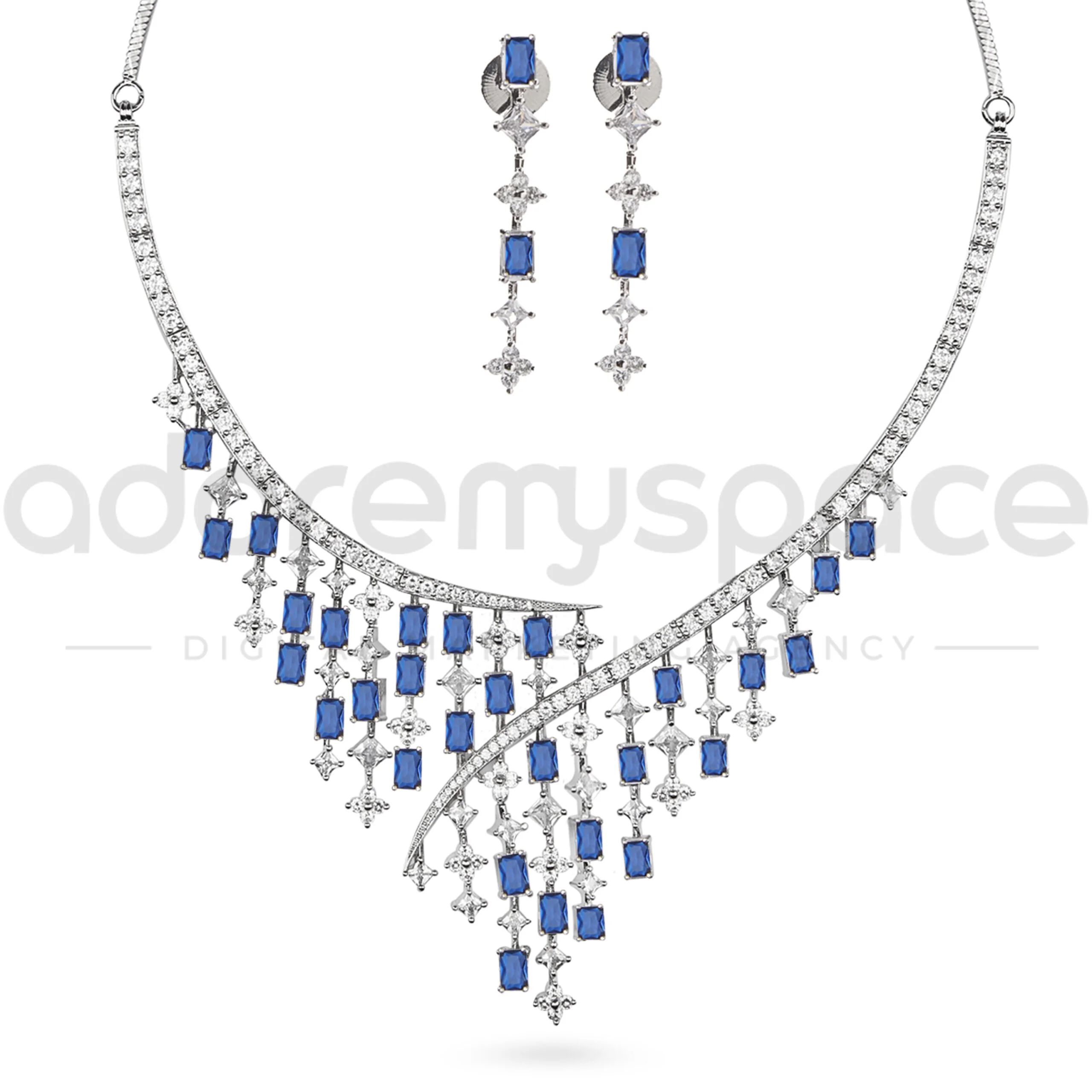 Elegant blue jewelry design with intricate details